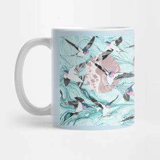 Swallows In Flight Marbled Paper Mug